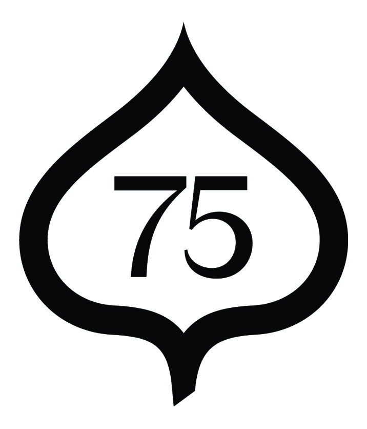Black and white 75th anniversary logo for Aspen Snowmass