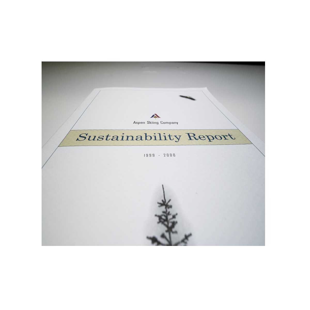 The cover of the Aspen Skiing Company's first Sustainability Report published in 1999