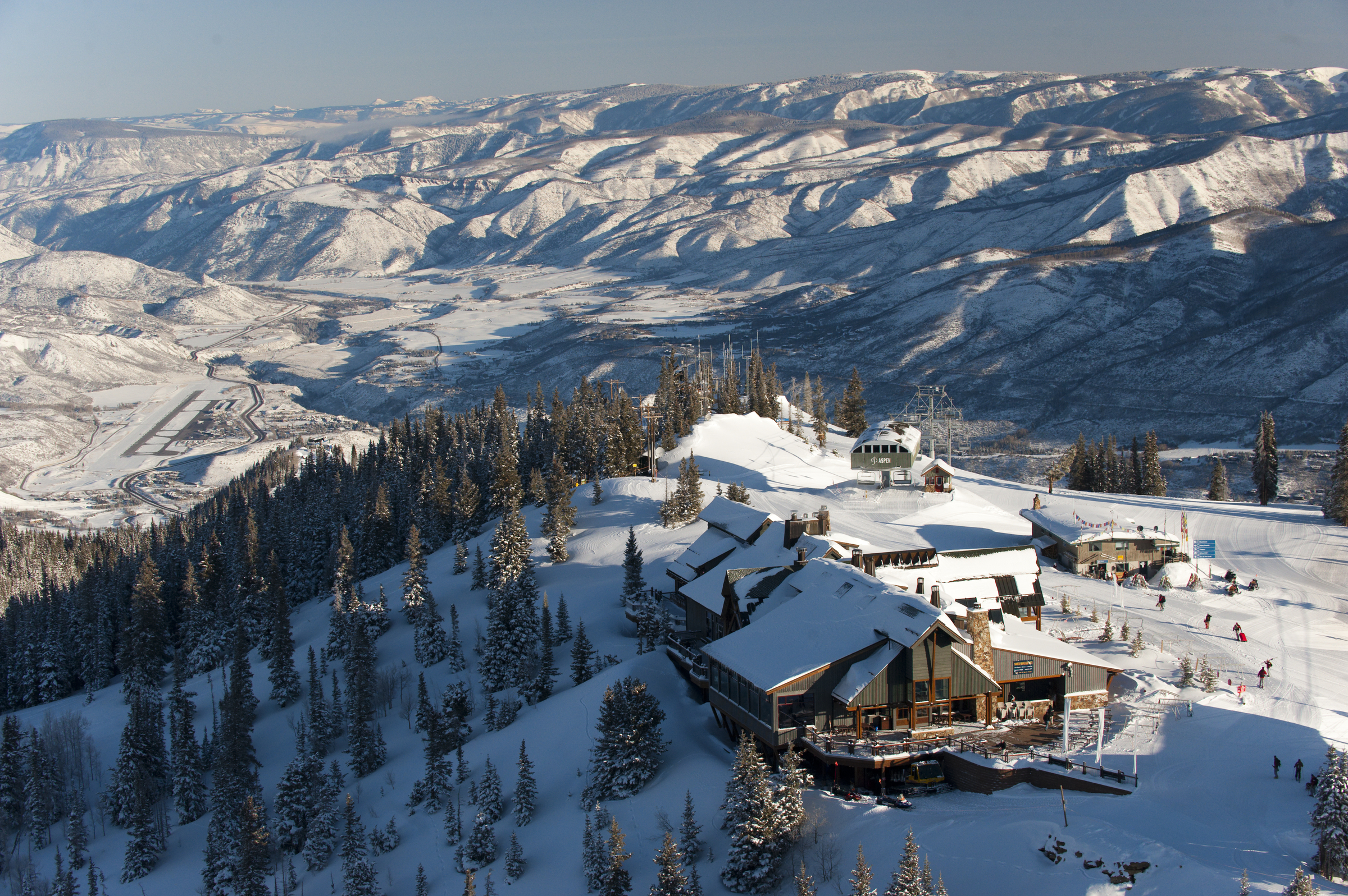 Ariel view of the Sundeck on Aspen Mountain.