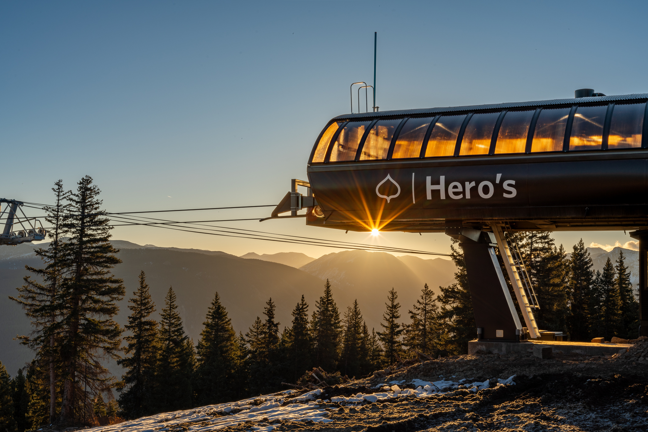 Hero's chairlift at sunrise